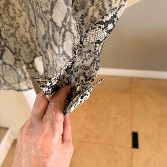 Vintage 90’s Emanuel Ungaro Sheer Snake-Print Button-Down Blouse - White & Black - Picture 8 of 14